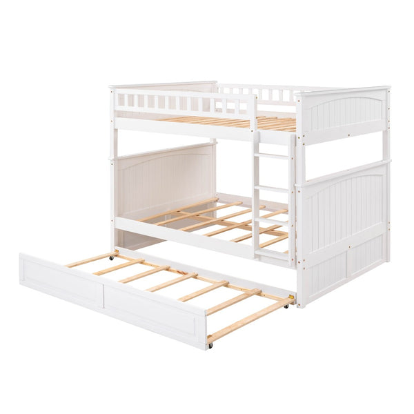 English Elm Full Over Bunk Bed with Trundle Solid Pine Wood Kids Bedroom Sleeper LT000044AAK-1