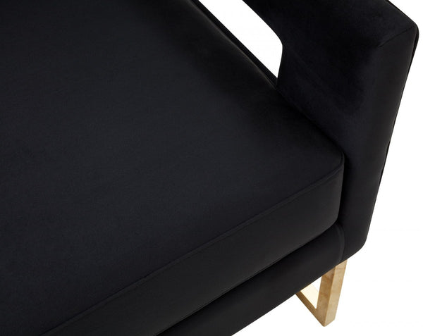 Homeroots 34" Black And Gold Velvet Arm Chair   473816
