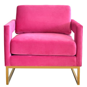 Homeroots Stylish Pink Velvet And Gold Steel Chair   473817