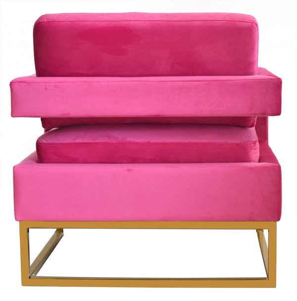 Homeroots Stylish Pink Velvet And Gold Steel Chair   473817
