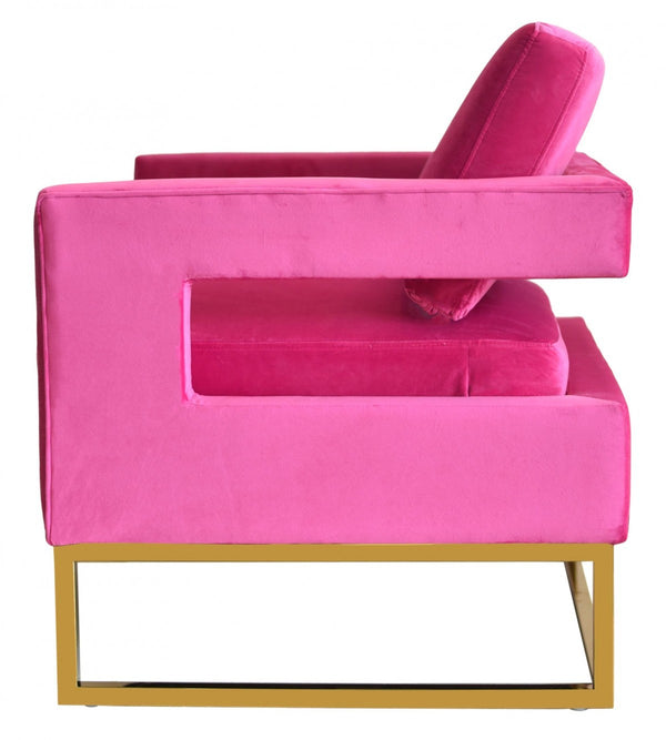 Homeroots Stylish Pink Velvet And Gold Steel Chair   473817