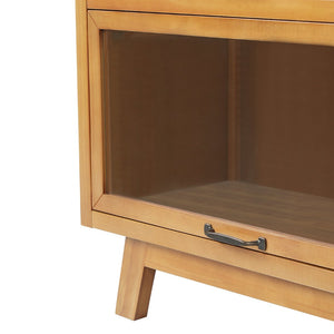 English Elm Modern Four Door Glass Front Display Cabinet Solid Wood Mid-century Living Room N758P412506N