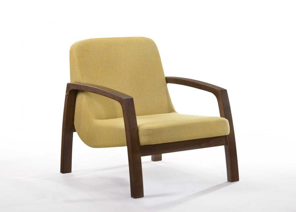 Homeroots 31" Gold And Walnut Retro Modern Wood Armchair   473823