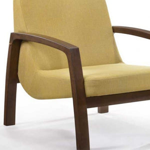 Homeroots 31" Gold And Walnut Retro Modern Wood Armchair   473823