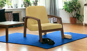 Homeroots 31" Gold And Walnut Retro Modern Wood Armchair   473823