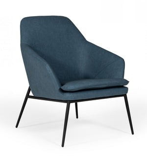 Homeroots 35" Dark Teal Faux Leather And Black Metal Modern Armchair   473828