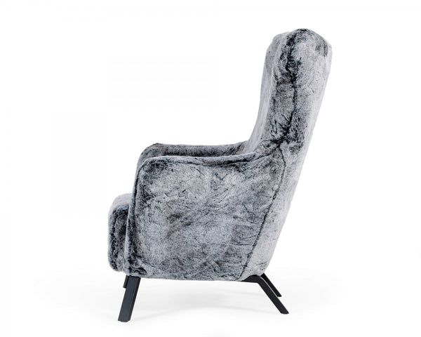 Homeroots Mid Century Glam Grey Faux Fur Accent Chair   473829