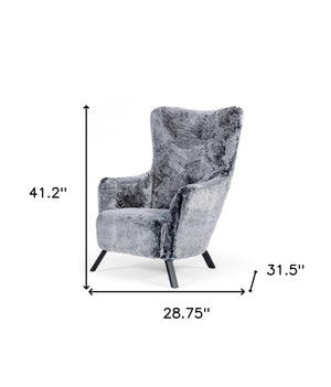 Homeroots Mid Century Glam Grey Faux Fur Accent Chair   473829