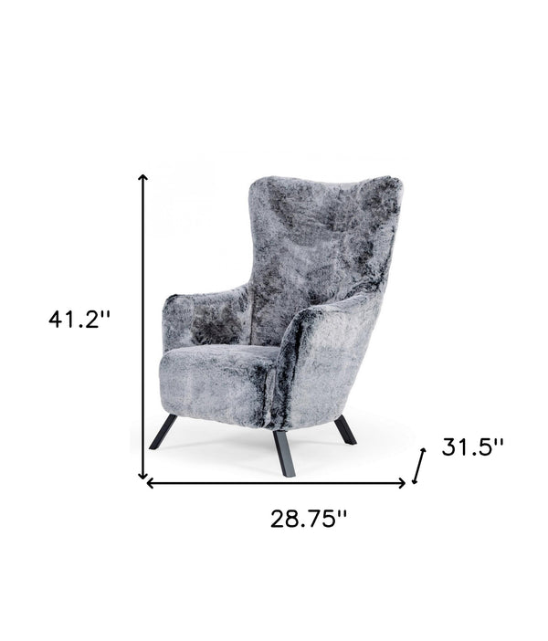Homeroots Mid Century Glam Grey Faux Fur Accent Chair   473829
