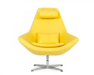 Homeroots Modern Yellow Faux Leather And Steel Swivel Chair   473830