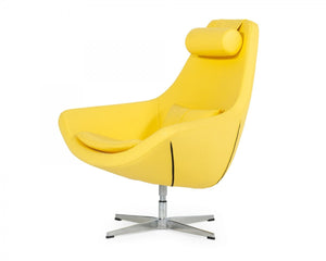 Homeroots Modern Yellow Faux Leather And Steel Swivel Chair   473830