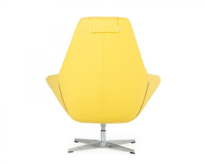 Homeroots Modern Yellow Faux Leather And Steel Swivel Chair   473830