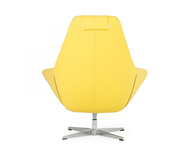 Homeroots Modern Yellow Faux Leather And Steel Swivel Chair   473830