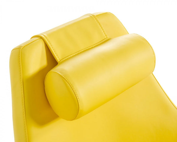 Homeroots Modern Yellow Faux Leather And Steel Swivel Chair   473830
