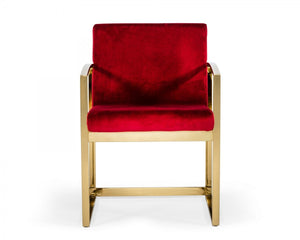 Homeroots 32" Lux Red Velvet And Gold Armchair   473832