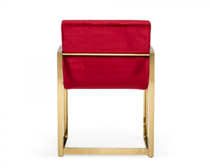 Homeroots 32" Lux Red Velvet And Gold Armchair   473832