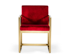 Homeroots 32" Lux Red Velvet And Gold Armchair   473832