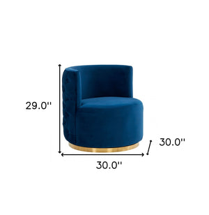 Homeroots Stylish Blue Velvet And Gold Steel Chair   473833