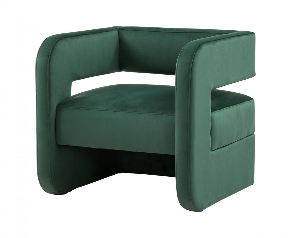 Homeroots Modern Green Velvet U Shaped Chair   473835
