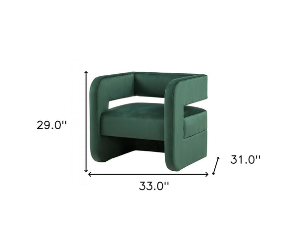 Homeroots Modern Green Velvet U Shaped Chair   473835