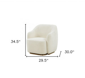 Homeroots Stylish Off White Sherpa And Steel Chair   473836