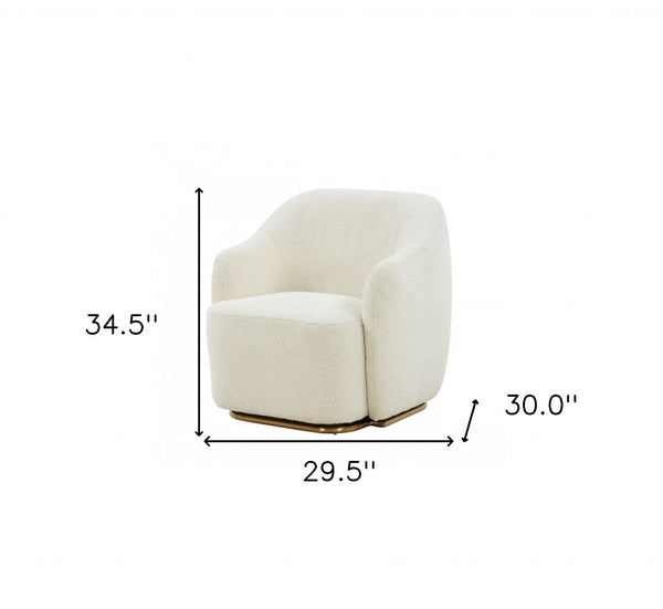 Homeroots Stylish Off White Sherpa And Steel Chair   473836