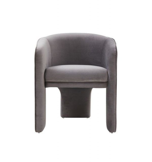 Homeroots 28" Contemporary Dark Gray Velvet Three Legged Chair   473837
