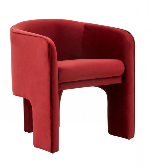 Homeroots 28" Contemporary Dark Burnt Orange Velvet Three Legged Chair   473838