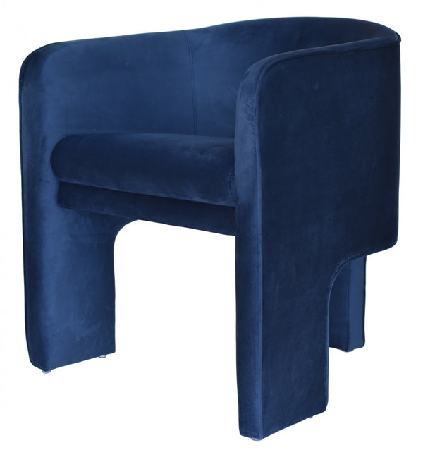 Homeroots 28" Contemporary Royal Blue Gray Velvet Three Legged Chair   473839