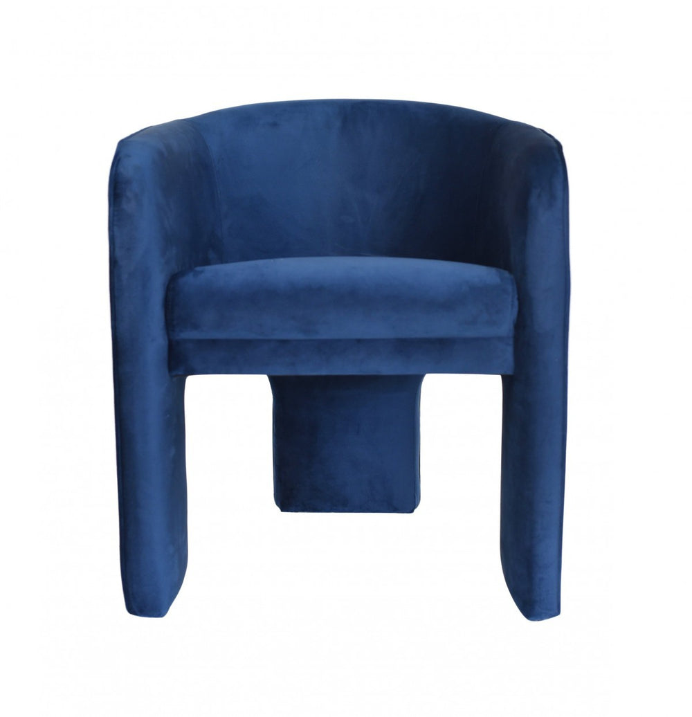 Homeroots 28" Contemporary Royal Blue Gray Velvet Three Legged Chair   473839