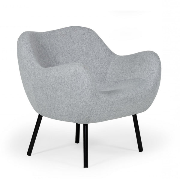 Homeroots 28" Modern Grey Linen Fabric Chunky Wingback Chair   473840