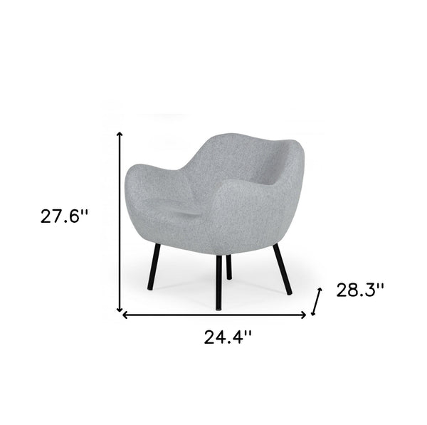 Homeroots 28" Modern Grey Linen Fabric Chunky Wingback Chair   473840