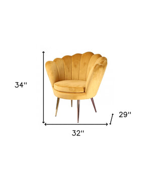 Homeroots 34" Modern Golden Seashell Accent Chair   473843