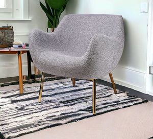 Homeroots 29" Plush Grey And Gold Comfy Accent Chair   473844