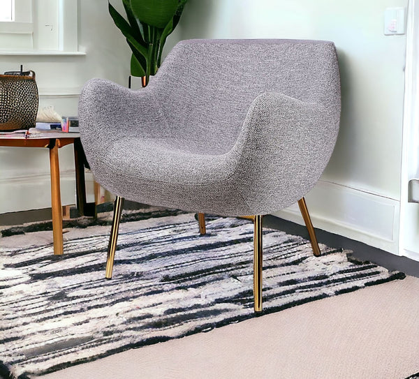 Homeroots 29" Plush Grey And Gold Comfy Accent Chair   473844