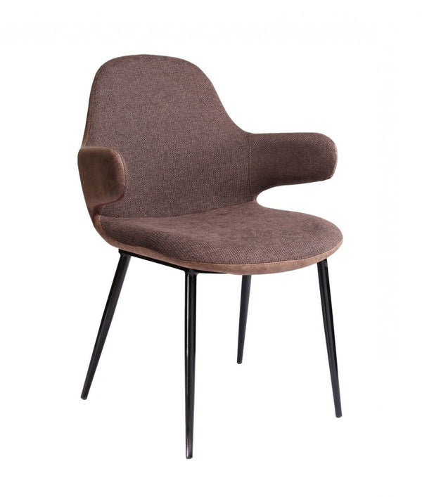 Homeroots 33" Stylish Brown Fabric And Faux Leather Accent Chair   473845