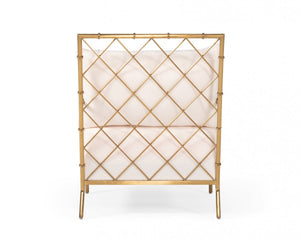 Homeroots Stylish White And Gold Velvet A Frame Accent Chair   473848