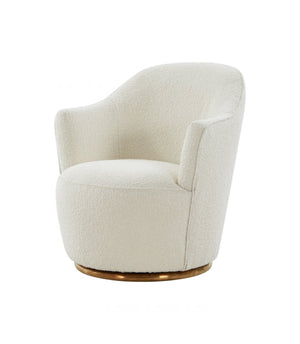 Homeroots Stylish Sherpa And Gold Metal Swivel Chair   473849