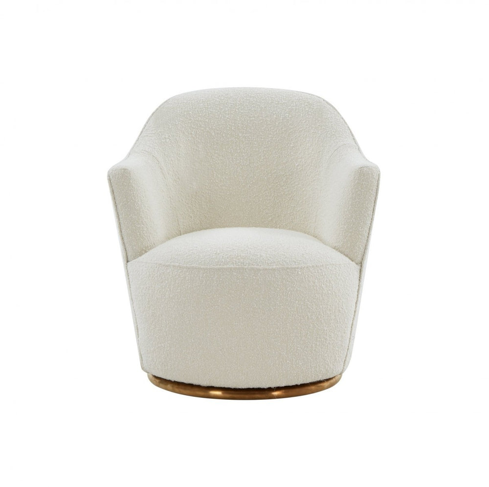 Homeroots Stylish Sherpa And Gold Metal Swivel Chair   473849