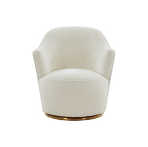 Homeroots Stylish Sherpa And Gold Metal Swivel Chair   473849