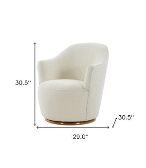 Homeroots Stylish Sherpa And Gold Metal Swivel Chair   473849