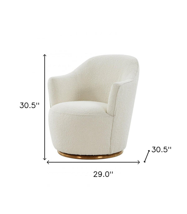 Homeroots Stylish Sherpa And Gold Metal Swivel Chair   473849
