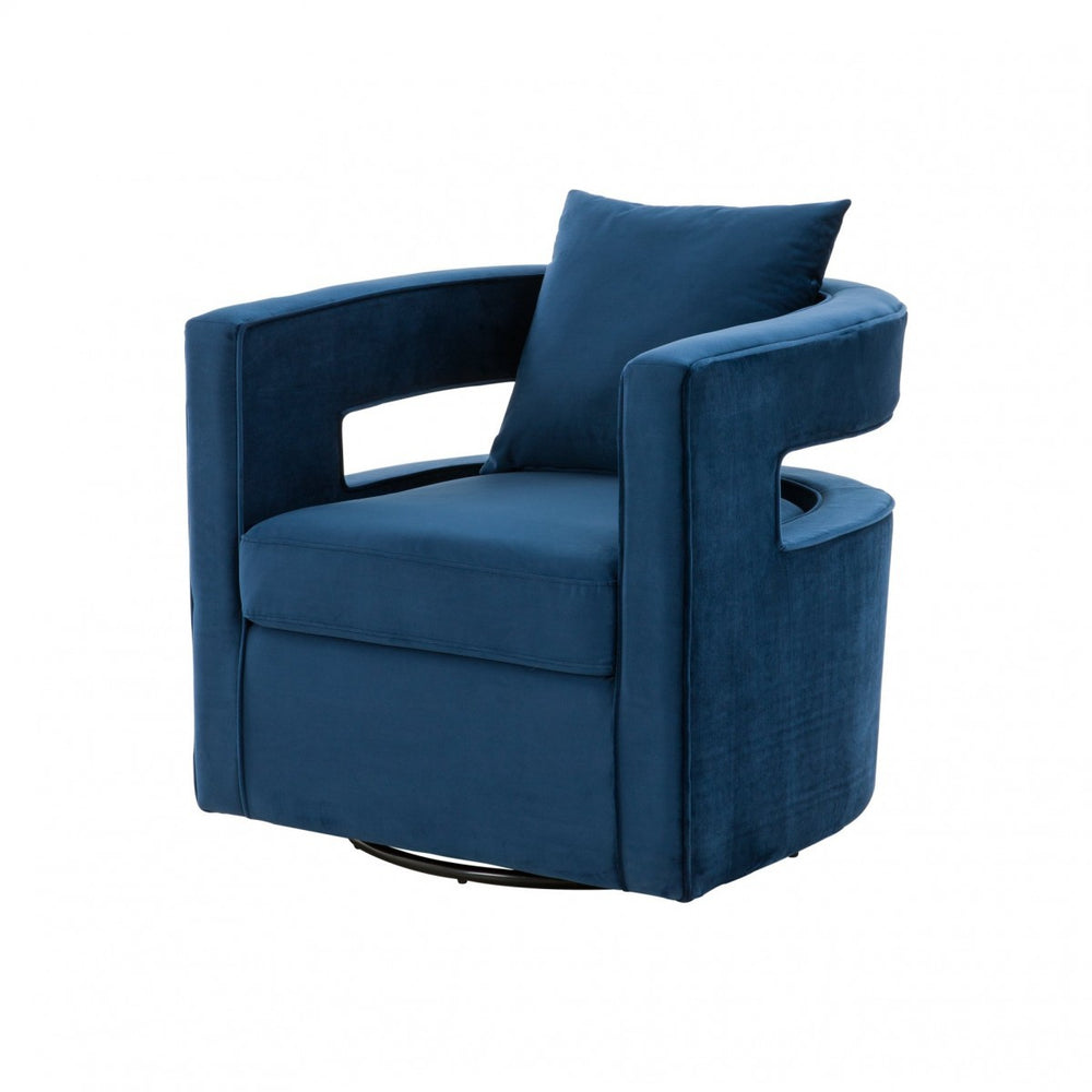 Homeroots Stylish Blue Velvet Swivel Chair   473850