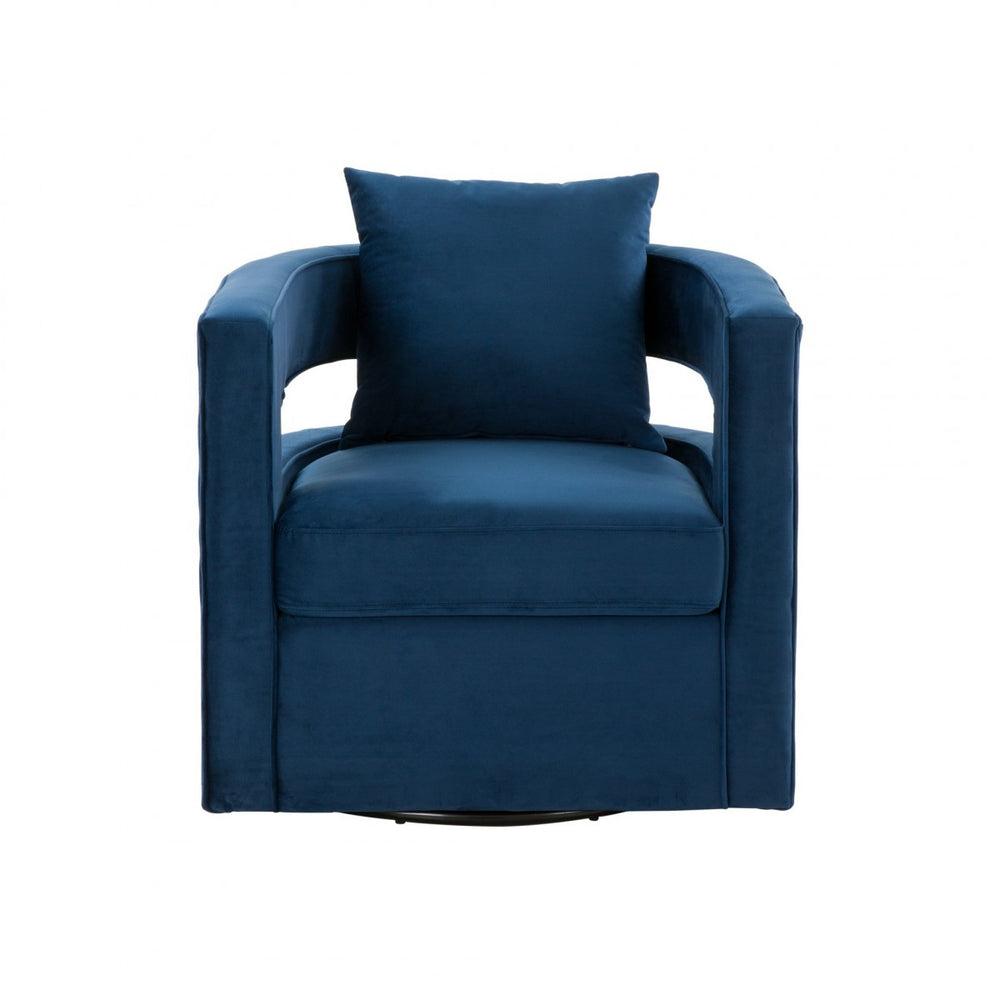 Homeroots Stylish Blue Velvet Swivel Chair   473850
