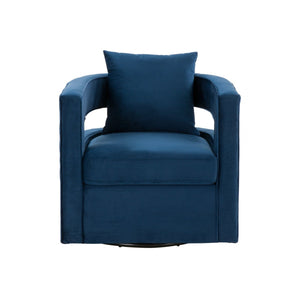 Homeroots Stylish Blue Velvet Swivel Chair   473850