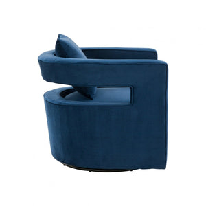 Homeroots Stylish Blue Velvet Swivel Chair   473850