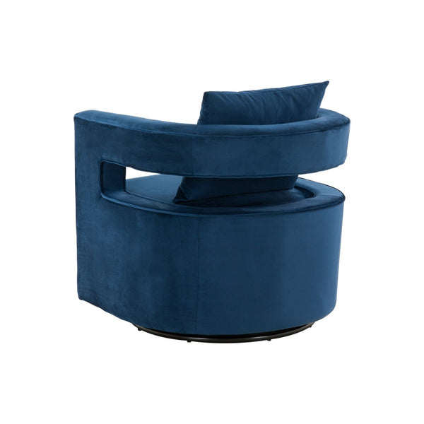 Homeroots Stylish Blue Velvet Swivel Chair   473850