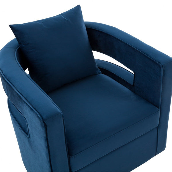 Homeroots Stylish Blue Velvet Swivel Chair   473850