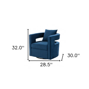 Homeroots Stylish Blue Velvet Swivel Chair   473850