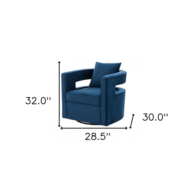 Homeroots Stylish Blue Velvet Swivel Chair   473850